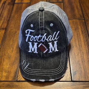 Katydid Gray Distressed Cap Football Mom Adjustable Trucker